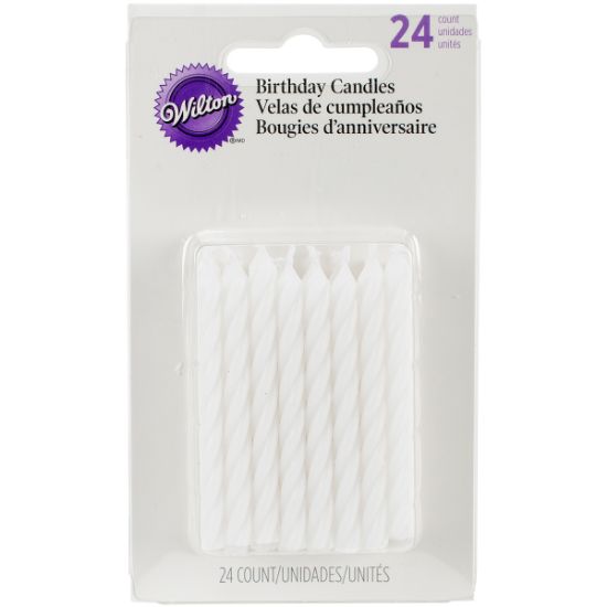 Picture of Birthday Candles 2.5" 24/Pkg White Striped Spirals