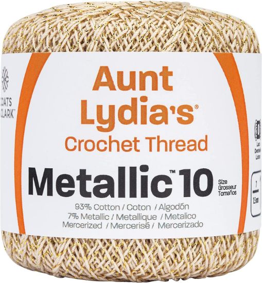 Picture of Aunt Lydia's Metallic Crochet Thread Size 10 Natural & Gold