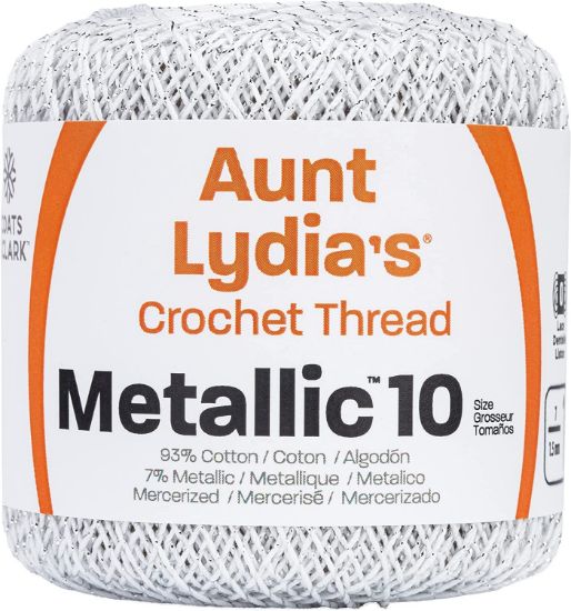 Picture of Aunt Lydia's Metallic Crochet Thread Size 10 White & Silver
