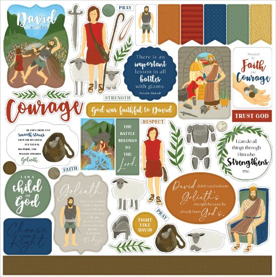 Picture of Bible Stories: David & Goliath Cardstock Stickers 12"X12"-Elements