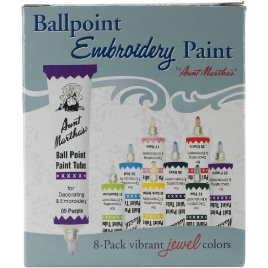 Picture of Aunt Martha's Ballpoint Paint Tubes 1oz 8/Pkg Jewel Colors