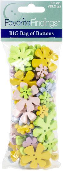 Picture of Blumenthal Favorite Findings Big Bag Of Buttons Pastel Flowers 3.5oz