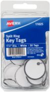 Picture of Avery® Card Stock Metal Rim Key Tags, 1 1/4 dia, White, 50/Pack