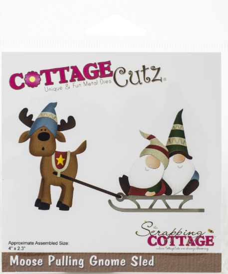 Picture of CottageCutz Dies Moose Pulling Gnome Sled, 4"X2.3"