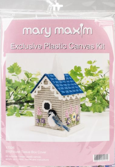 Picture of Birdhouse Tissue Box Plastic Canvas Kit 5" 7 Count