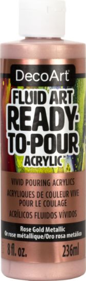 Picture of DecoArt FluidArt Ready-To-Pour Acrylic Paint 8oz-Rose Gold Metallic