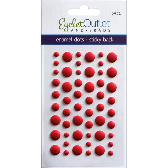 Picture of Eyelet Outlet Adhesive-Back Enamel Dots 54/Pkg Matte Red