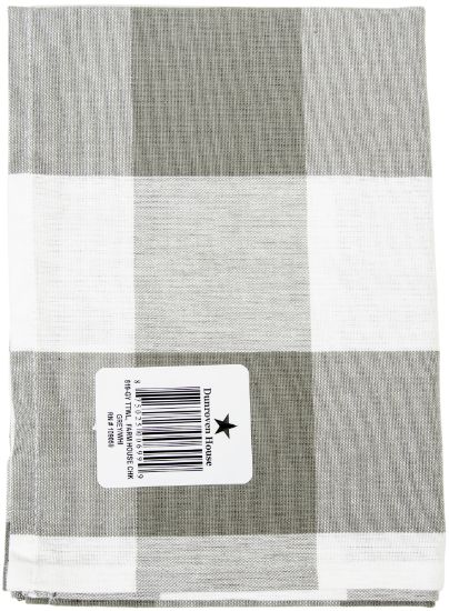 Picture of Dunroven House Flat Weave Tea Towel 20"X28" Grey & White 3" Check