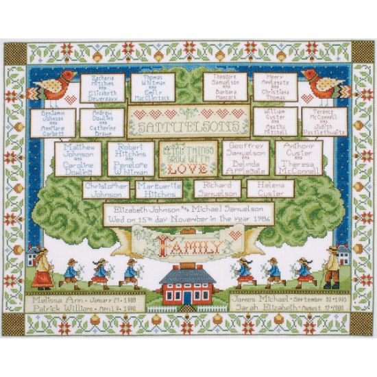 Picture of Family Tree Counted Cross Stitch Kit 16"X20" 14 Count