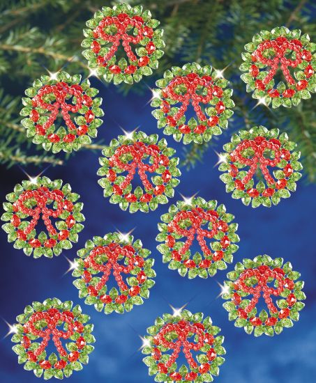 Picture of Holiday Beaded Ornament Kit Tiny Wreath Makes 24