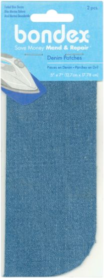 Picture of Bondex Iron-On Patches 5"X7" 2/Pkg Faded Denim