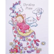 Picture of Giraffe Birth Record Counted Cross Stitch Kit 11"X14" 14 Count