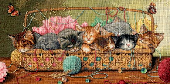 Picture of Gold Collection Kitty Litter Counted Cross Stitch Kit 18"X9" 18 Count