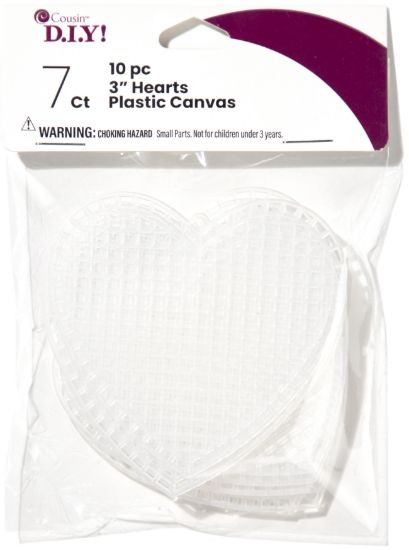Picture of Cousin Plastic Canvas Shape 7 Count 3" 10/Pkg Hearts Clear