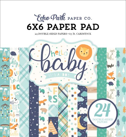 Picture of Echo Park Double-Sided Paper Pad 6"X6" 24/Pkg Hello Baby Boy, 12 Designs/2 Each