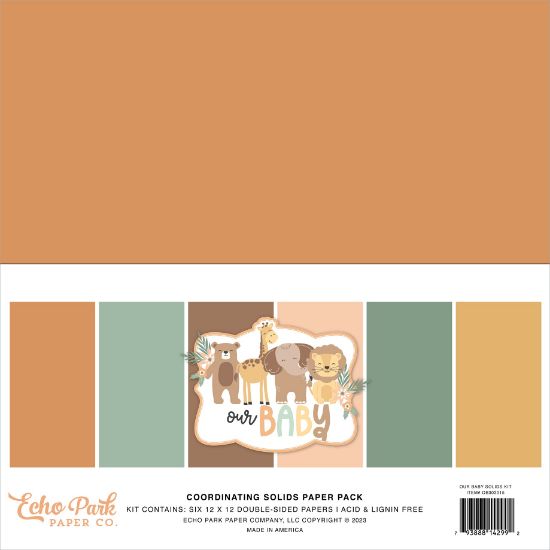 Picture of Echo Park Double-Sided Solid Cardstock 12"X12" 6/Pkg-Our Baby, 6 Colors