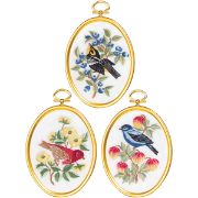 Picture of Feathers And Flora Embroidery Kit Set Of 3 3"X4" Stitched In Floss