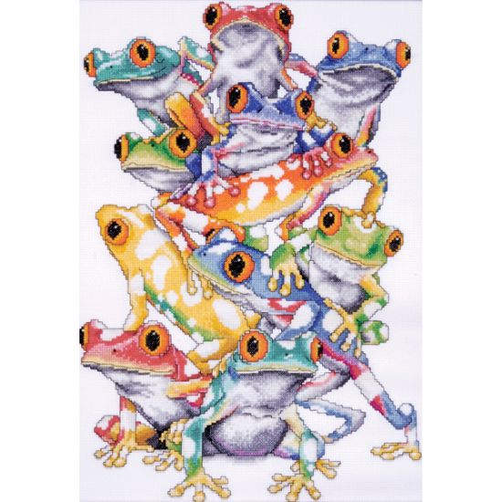 Picture of Frog Pile Counted Cross Stitch Kit 11"X16" 14 Count
