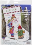 Picture of Design Works Counted Cross Stitch Stocking Kit 17" Long Snowman With Cats (14 Count)