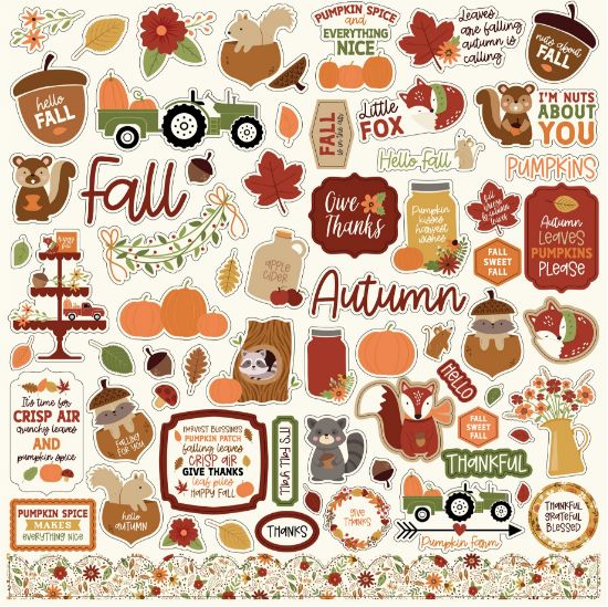 Picture of Echo Park Elements Cardstock Stickers 12"X12"-I Love Fall