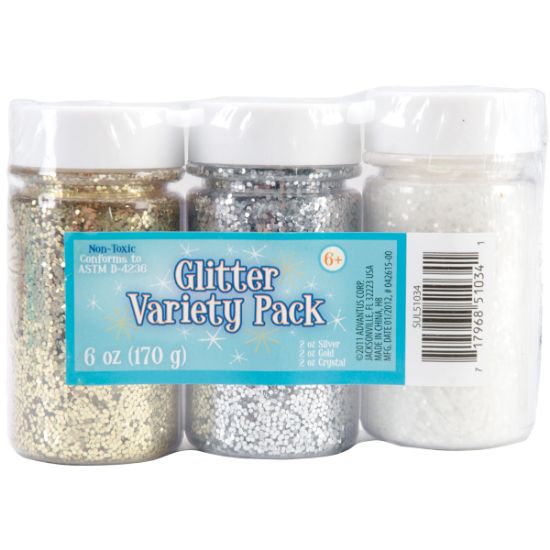 Picture of Glitter Variety Pack 2oz 3/Pkg Gold, Silver & Crystal