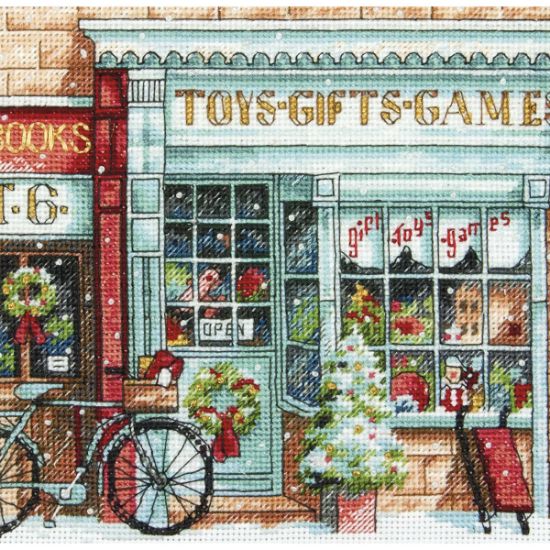 Picture of Gold Petite Toy Shoppe Counted Cross Stitch Kit 6"X6" 18 Count