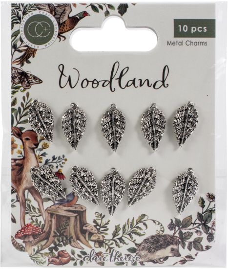 Picture of Craft Consortium Woodland Metal Charms 10/Pkg Silver Leaf