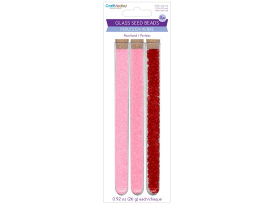 Picture of Craft Medley Glass Seed Bead Vials 3/Pkg-Rouge
