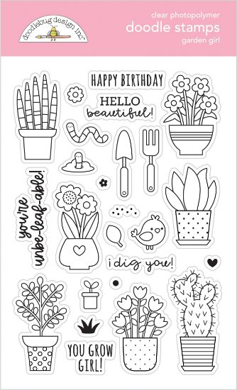 Picture of Doodlebug Clear Doodle Stamps-Garden Girl