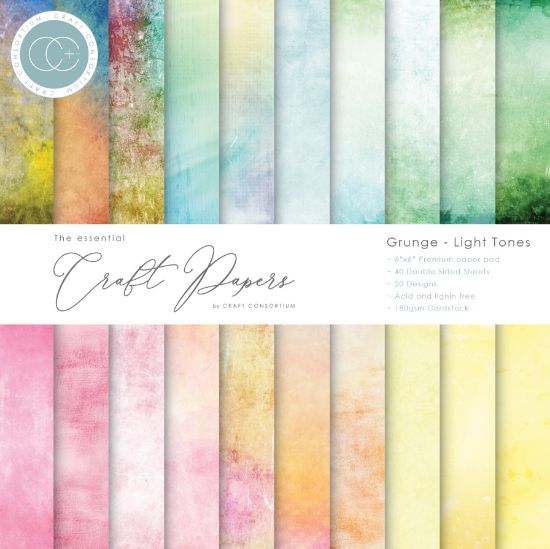 Picture of Craft Consortium Double-Sided Paper Pad 6"X6" 40/Pkg Grunge-Light Tones, 20 Designs