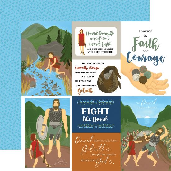 Picture of Bible Stories: David & Goliath Dbl-Sided Cardstock 12"X12"-Journaling Cards
