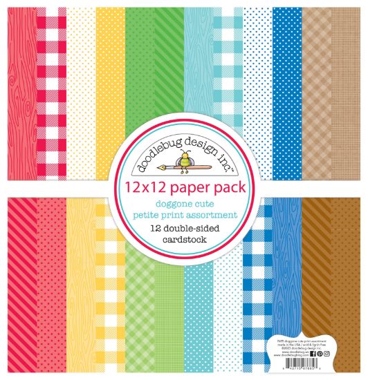 Picture of Doodlebug Petite Prints Double-Sided Cardstock 12"X12" 12/Pk-Doggone Cute, 12 Designs/1 Each