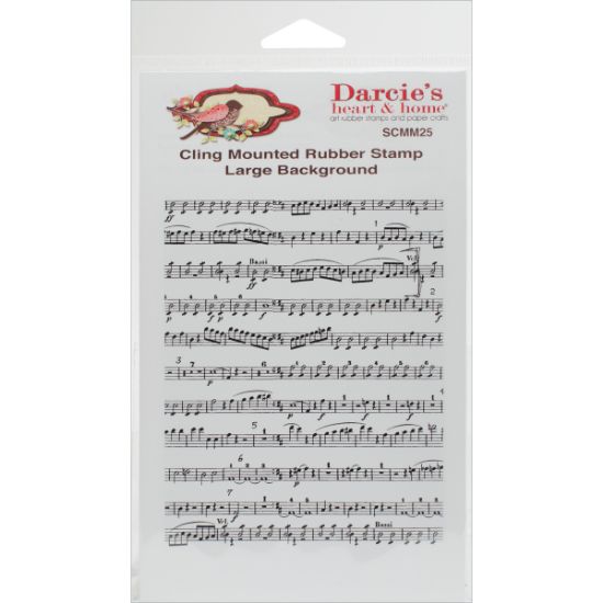 Picture of Darcie's Cling Background Mounted Rubber Stamp 4"X5.25" Music Notes