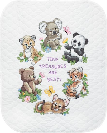 Picture of Baby Hugs Baby Animals Quilt Stamped Cross Stitch Kit 34"X43"