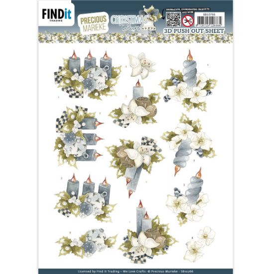 Picture of Find It Trading Precious Marieke Punchout Sheet-Blue Candles, Christmas Blues