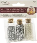 Picture of Glitter & Seed Bead Accent Vials 3/Pkg Silver