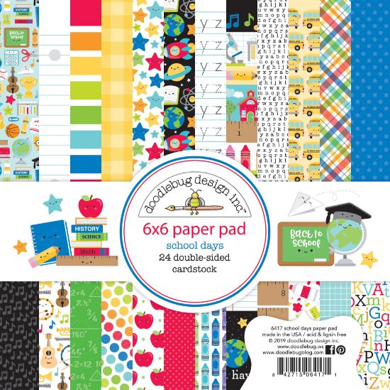 Picture of Doodlebug Double-Sided Paper Pad 6"X6" 24/Pkg School Days, 12 Designs/2 Each