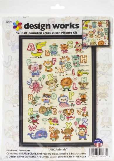 Picture of Design Works Counted Cross Stitch Kit 12"X20" ABC Animals (14 Count)