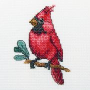 Picture of Cardinal Bird Counted Cross Stitch Kit 4"X4" 14 Count