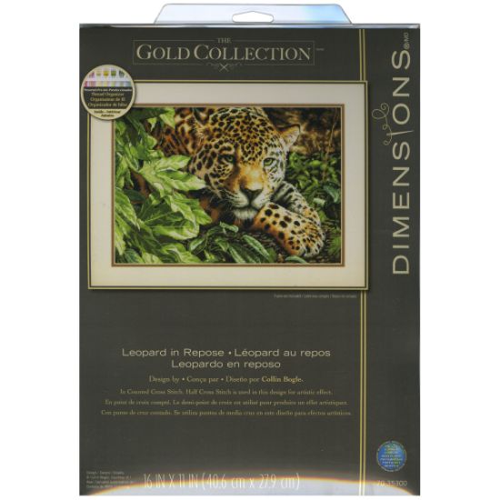 Picture of Gold Collection Leopard In Repose Counted Cross Stitch Kit 16"X11" 14 Count