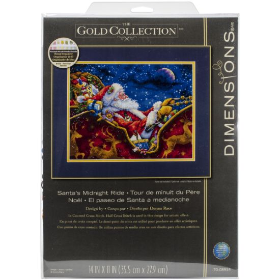 Picture of Gold Collection Santa's Midnight Ride Counted Cross Stitch K 14"X11" 18 Count