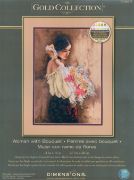 Picture of Gold Collection Woman W/Bouquet Counted Cross Stitch Kit 11"X15" 18 Count