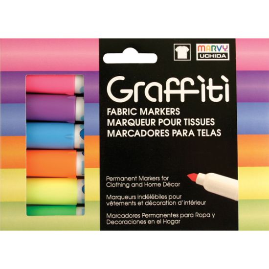 Picture of Graffiti Fabric Markers 6/Pkg Fluorescent