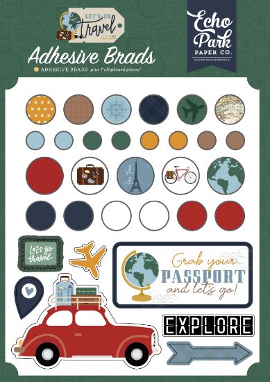 Picture of Echo Park Decorative Brads-Let's Go Travel