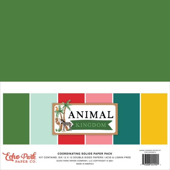 Picture of Echo Park Double-Sided Solid Cardstock 12"X12" 6/Pkg-Animal Kingdom, 6 Colors