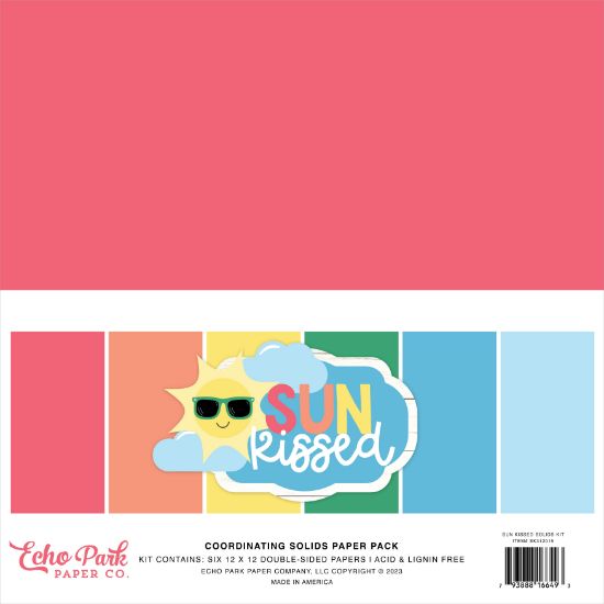 Picture of Echo Park Double-Sided Solid Cardstock 12"X12" 6/Pkg-Sun Kissed, 6 Colors