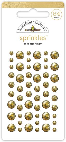 Picture of Doodlebug Sprinkles Adhesive Enamel Shapes 6/Pkg-Gold Assortment, Hello Again