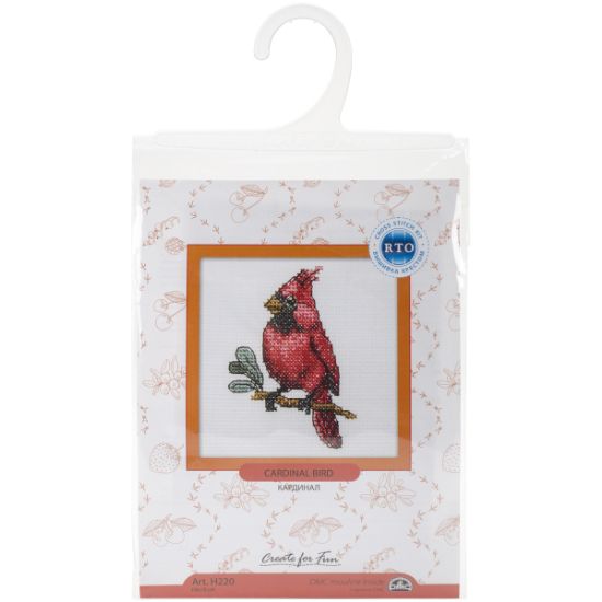 Picture of Cardinal Bird Counted Cross Stitch Kit 4"X4" 14 Count