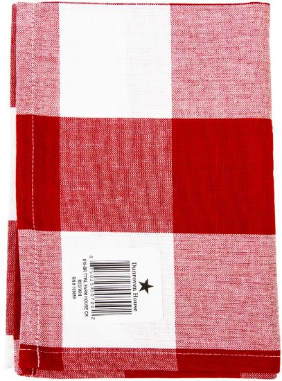 Picture of Dunroven House Flat Weave Tea Towel 20"X28" Bright Red & White 3" Check