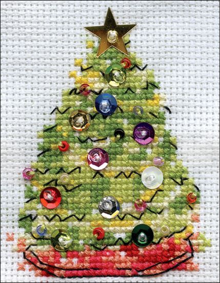 Picture of Design Works Counted Cross Stitch Kit 2"X3" Christmas Tree (14 Count)